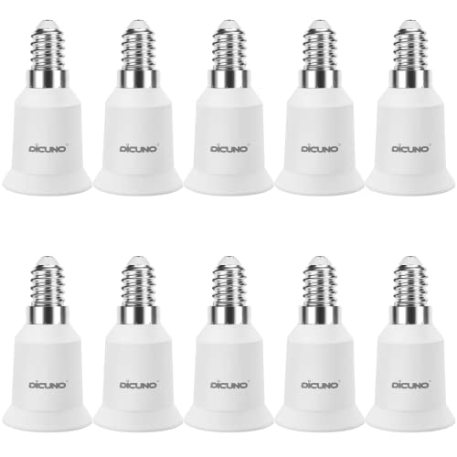 DiCUNO E14 auf E27 Adapter Konverter, kleine Edison Schraube zu Schraubgewinde E27, E14 bis E27 Fassung, Hochtemperaturbeständige Lampensockel für LED Lampen, Glühlampen und CFL-Lampen, 10er Set von DiCUNO