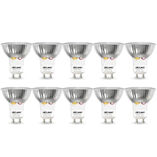 DiCUNO GU10 LED Kaltweiß 5W, Ersetzt 50W Halogenstrahler, 6000K, 430lm, Reflektorlampe, 120° Abstrahlwinkel, kein Flackern, nicht dimmbar, MR16 LED Spot 230V AC, 10er Pack von DiCUNO