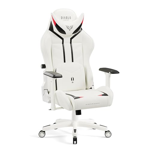 Diablo X-Ray Gaming Stuhl Bürostuhl Gamer Chair Schreibtischstuhl 4D Armlehnen Ergonomisches Design Kunstleder Perforation Wippfunktion Weiß-Schwarz King (XL) von Diablo