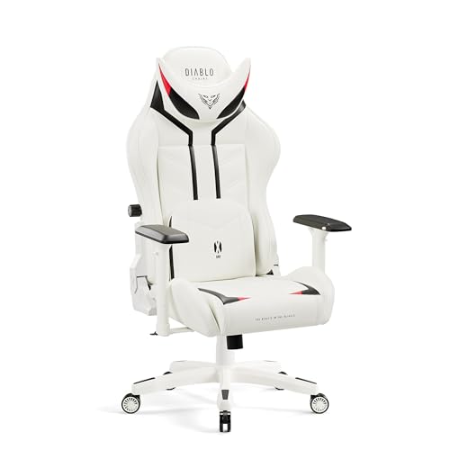 Diablo X-Ray Gaming Stuhl Bürostuhl Gamer Chair Schreibtischstuhl 4D Armlehnen Ergonomisches Design Kunstleder Perforation Wippfunktion Weiß-Schwarz Normal (L) von Diablo