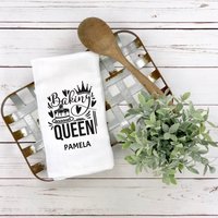 Personalisierte Baking Queen Küchentuch, Benutzerdefinierte Geschirrtuch, Personalisierte Hand Handtuch, Mehlsack Küche Geschirrtuch von DiandDrew