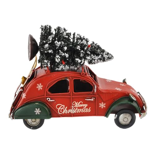 Dickly Weihnachtsroter LKW-Dekor, Weihnachtsauto-Modell, Vintage-Pickup-Truck-Automodell-Kollektion für Tischplatte, Weihnachts-Bücherregal, Bauernhaus von Dickly