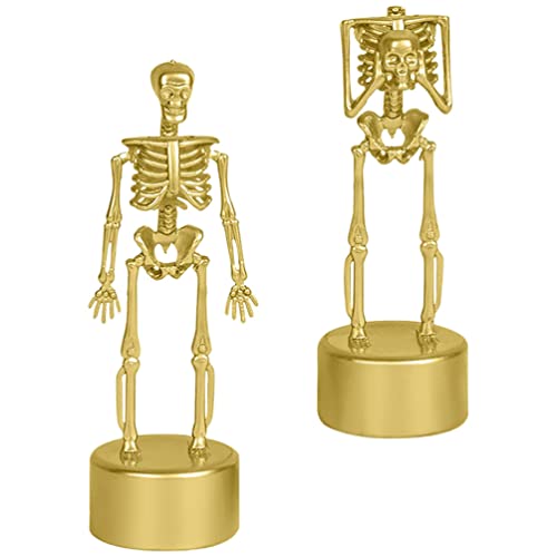 Didiseaon Halloween-Partyzubehör Skelett-Statue Dekor 2 Stück Skelett-Trophäe Halloween-Skelett-Figur Goldene Skelett-Figur Gothic-Skelett Tisch-Sammelfiguren Dekoration von Didiseaon