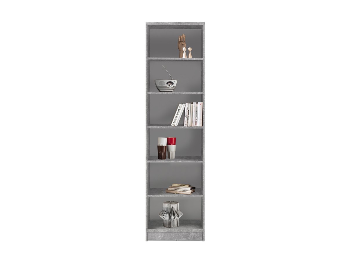 Bücherregal Standregal Betonoptik - weiß  54 x 198 cm - 5 Einlegeböden - OPTIMUS von Die Möbelfundgrube