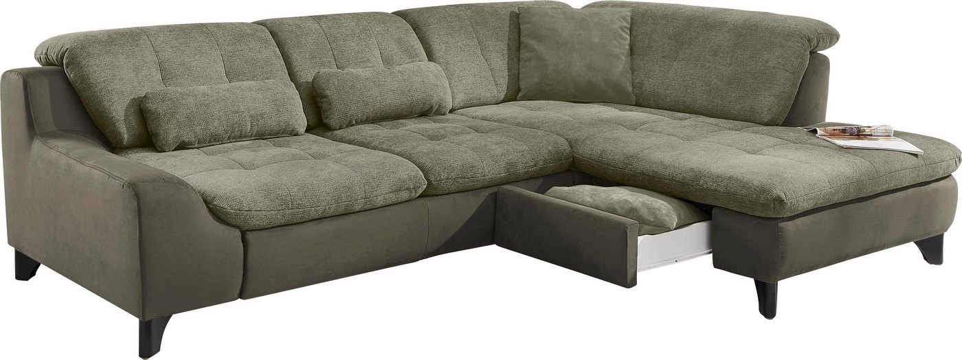 Die PlanBar Ecksofa MP-IN11010 L-Form, mit Kopfteilverstellung, optional Bettfunktion und Schubkasten von Die PlanBar