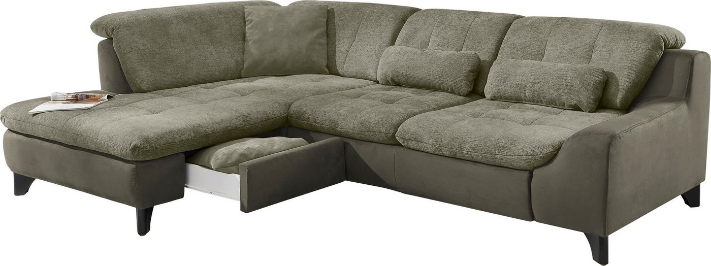 Die PlanBar Ecksofa MP-IN11010 L-Form, mit Kopfteilverstellung, optional Bettfunktion und Schubkasten von Die PlanBar