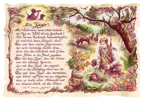 Die Staffelei Geschenk Jäger Neu Waidmann Jägersmann Gedicht Präsent Jubiläum (A4 (29,7cm x 21cm), Nicht personalisiert) von Die Staffelei