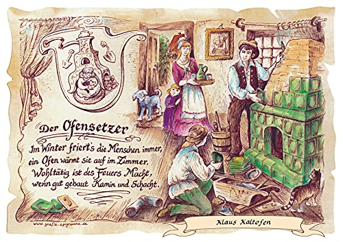 Die Staffelei Geschenk Karte A4 Ofensetzer Ofenbauer Zeichnung Color, mit Personalisierung von Die Staffelei