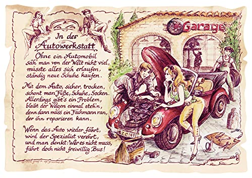 Die Staffelei Geschenk Karte A5 Berufsbild Autowerkstatt Kfz Mechaniker Mechatroniker Zeichnung mit Gedicht von Die Staffelei