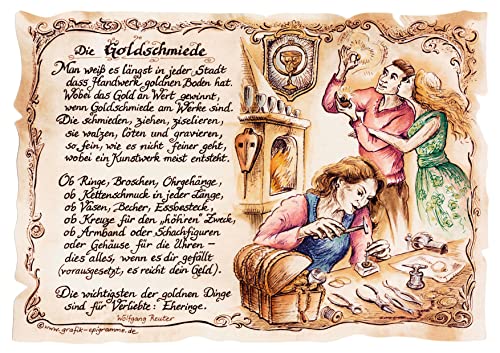 Die Staffelei Geschenk Karte A5 Berufsbild Goldschmied Goldschmiede Zeichnung mit Gedicht von Die Staffelei