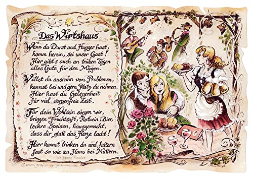 Die Staffelei Geschenk Karte A5 Wirtshaus Wirtin Gastwirt Wirt Zeichnung mit Gedicht von Die Staffelei