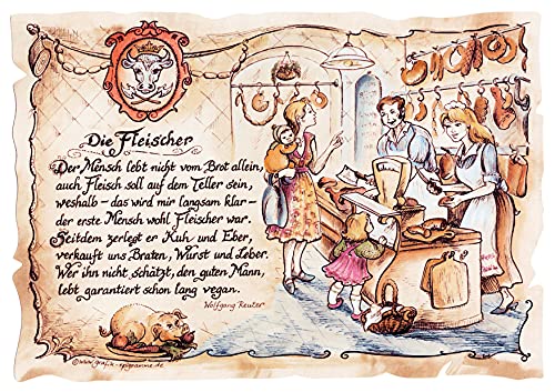Die Staffelei Geschenk Karte A5 Berufsbild Fleischer Fleischer Schlachter Metzger Zeichnung mit Gedicht von Die Staffelei