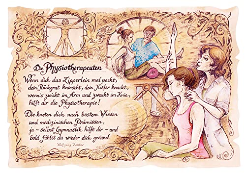 Die Staffelei Geschenk Physiotherapeuten Physiotherapeut Gedicht Präsent Jubiläum (A4 (29,7cm x 21cm), Nicht personalisiert) von Die Staffelei