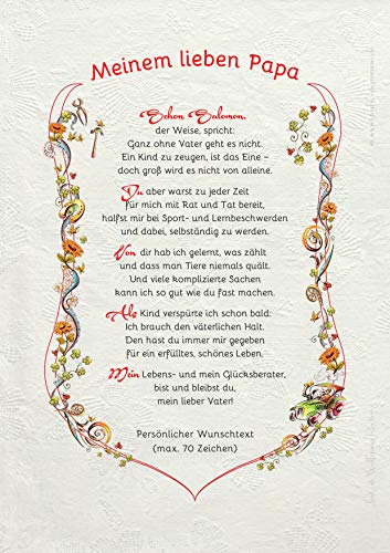 Die Staffelei Geschenk Urkunde Meinem lieben Papa, Zeichnung mit humorvollem Gedicht, A4 Bild-Präsent für den Papa Vater Vati, persönlich durch Wunschtext von Die Staffelei