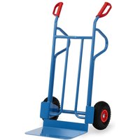 fetra® Stapelkarre, Tragkraft 350 kg, Schaufel BxT 480 x 300 mm, mit Ablagebügeln, PU-Bereifung von fetra®