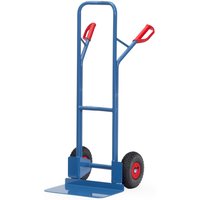 fetra® Stapelkarre, Tragkraft 300 kg, Schaufel BxT 480 x 300 mm, mit Querbügel oben, Luft-Bereifung von fetra®