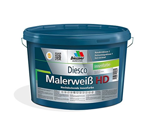 Diesco Malerweiß HD Hochdeckende Innenfarbe Wandfarbe (5 Liter) von Diessner