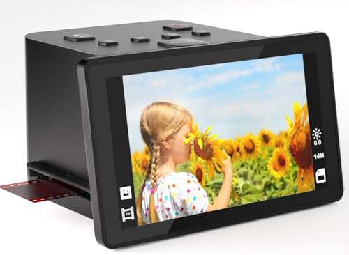 Digitaler Film- und Diascanner mit großer 5-Zoll-LCD-Bildschirm, konvertiert 135, 126KPK, 110 Farb- und Schwarzweiß-Negative und -Dias und Super-8-Film in 22MP JPEG-Bilder von DigitConvert
