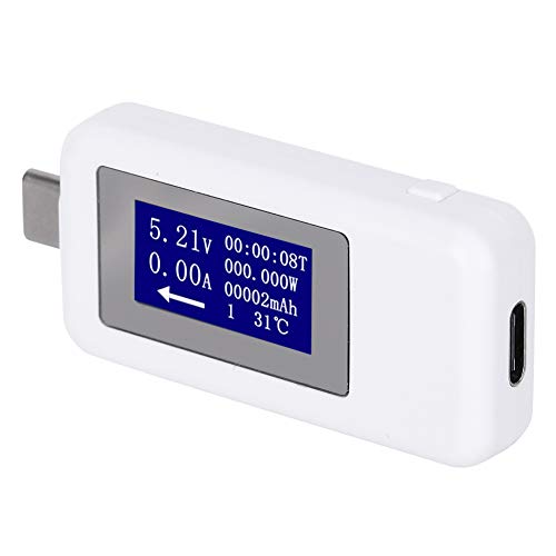 USB C Power Meter Monitor, 4-30 V 0-155 W 5 A Power Tester, Multifunktionales bidirektionales Stromspannungs-Gleichstrom-Digitalvoltmeter(Weiß) von Dilwe