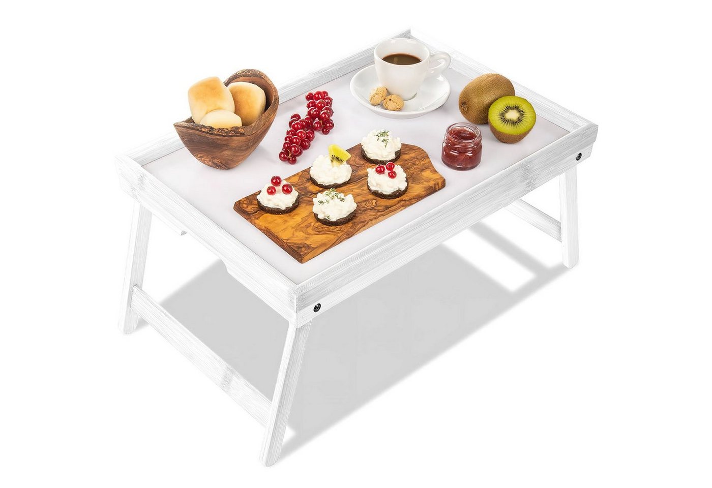 Dimono Tabletttisch Frühstückstablett Bambus Bett-Tablett, Serviertablett Betttisch von Dimono