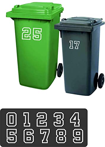Mülltonnen Aufkleber Ziffern personalisierbar 4 Stück (Höhe: 20 cm, Weiß) von Dinger-Design