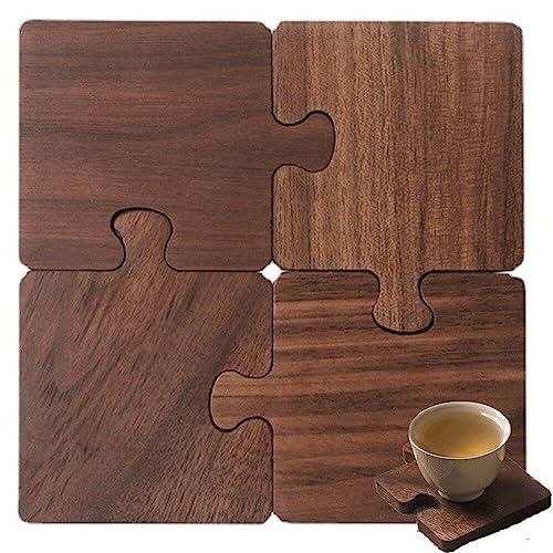 Holz Puzzle Coaster 4 Teile/Satz Isolierung Tee Kaffee Tasse Pad Langlebig Trinken Matte Verbrühen-Proof Tasse Coaster Hause Tisch tischset von Dinntty