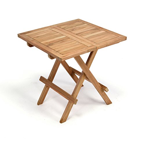 Divero Kindertisch Beistelltisch Balkontisch Teak Holz Tisch für Terrasse Balkon Garten – eckig wetterfest klappbar behandelt – 50 x 50 cm Natur-braun von Divero