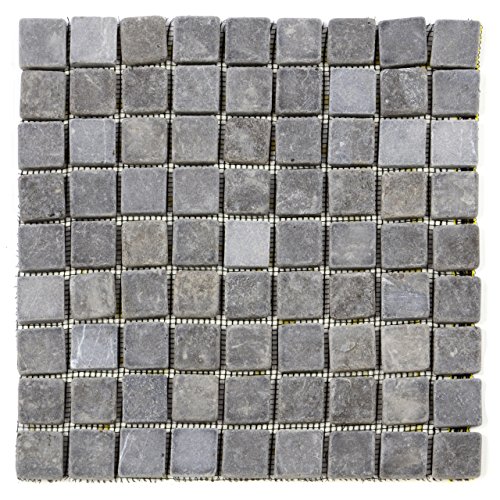 DIVERO 11 Fliesenmatten Naturstein Mosaikfliesen aus Marmor für Wand und Boden grau á 29 x 29 cm von Divero