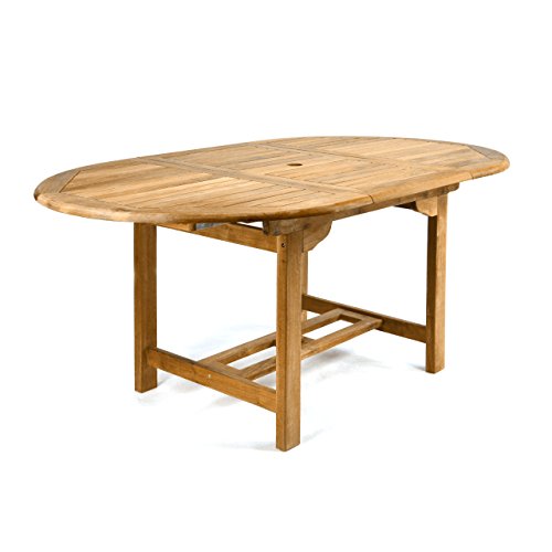 Divero Gartentisch Esstisch Balkontisch – Teak-Holz Tisch für den Außenbereich – ausziehbar behandelt massiv stabil witterungsbeständig - 120/170 cm von Divero