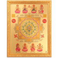 Shree Lakshmi Yantra Golden Foil Foto Im Goldenen Rahmen Groß | 14 X 18 Zoll von DivinedecorsIndia