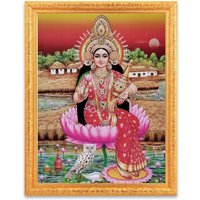 Uluka Lakshmi Devi With Owl Sparkle Druck Digitales Foto Im Goldenen Rahmen Groß | 35, 5 X 45, 5 cm von DivinedecorsIndia