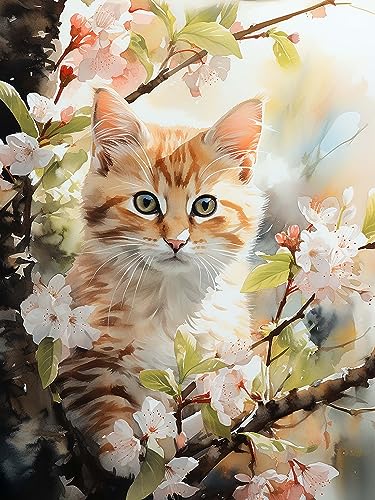 Diymood DIY Diamond Painting Katze Kit – 5D Diamant Bilder Blume für Erwachsene | Kunstvolle Strass Stickerei Sets für Home Dekoration | 30X40 cm Wanddekoration von Diymood