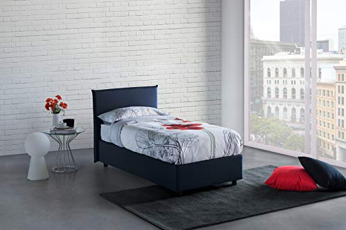 Talamo Italia - Doppelbett Berenice, Containerbett mit Stoffbespannung, 100% Made in Italy, Frontöffnung, passend für Matratze Cm 140x200, Blau von Talamo Italia