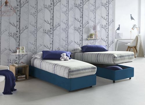 Talamo Italia - Einzelbett Rachele, Bettkasten mit Stoffbezug, 100 % Made in Italy, Öffnung vorne, inklusive Matratze 80 x 200 cm, Blau Talamo Italia - Einzelbett Rachele, Bettkasten mit Stoffbezug, 100 % Made in Italy, Öffnung vorne, inklusive Matratze 80 x 200 cm, Blau von Talamo Italia