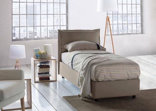 Talamo Italia - Rossella-Einzelbett, Bettkasten mit Stoffbezug, 100 % Made in Italy, Öffnung vorne, inklusive Matratze 80 x 200 cm, Taupe Talamo Italia - Rossella-Einzelbett, Bettkasten mit Stoffbezug, 100 % Made in Italy, Öffnung vorne, inklusive Matratze 80 x 200 cm, Taupe von Talamo Italia