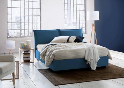 Talamo Italia - Doppelbett Teresa, Stoffbett mit Stauraum, Öffnung vorne, inklusive Matratze 140 x 200 cm, 100 % Made in Italy, Blau Talamo Italia - Doppelbett Teresa, Stoffbett mit Stauraum, Öffnung vorne, inklusive Matratze 140 x 200 cm, 100 % Made in Italy, Blau von Talamo Italia