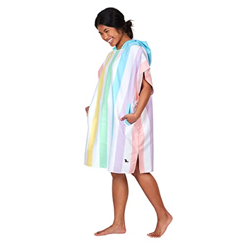 Dock & Bay Strandponcho für Erwachsene - Kapuzenhandtuch mit tiefen Taschen - Für Strand & Pool - Super Saugfähig, Schnell Trocknend - Summer - Unicorn Waves, Large (105x80cm, 41x31) von Dock & Bay