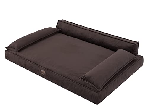 DOGGY Hundebett Haustierbett Hundeliegen Hundecouch Liegen Hundekissen Bett Sofa Hundekorb Tierbett Weich Hundesofa Matratze Schlafplãtze, Braun, 99 x 66 cm von DOGGY