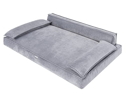 DOGGY Hundebett Haustierbett Hundeliegen Hundecouch Liegen Hundekissen Bett Sofa Hundekorb Tierbett Weich Hundesofa Matratze Schlafplãtze, Grau, 78 x 54 cm von DOGGY