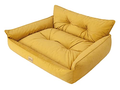 Hundebett Haustierbett Hundeliege Gesteppt Hundekissen Bett Sofa Hundematratze Tierbett Hundesofa Matratze, Gelb Fancy, XL - 82 x 63 cm von DOGGY