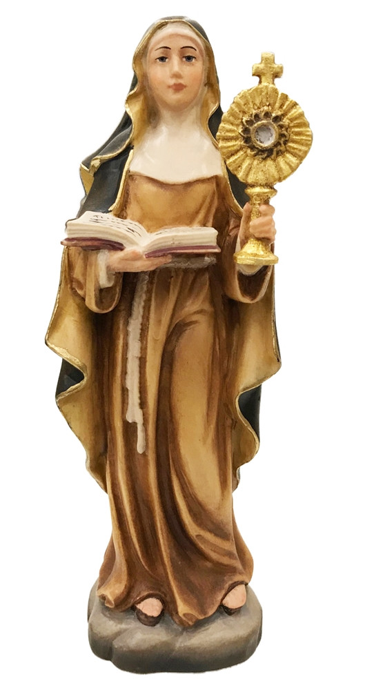 Statue Heilige Chiara von Assisi H 25 cm Heiligenfigur Holzfigur Holzstatue Holz Figur aus Ahornholz von Dolfi