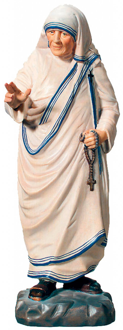 Statue Heilige Mutter Teresa aus Kalkutta H 20 cm Heiligenfigur Holz geschnitzt Figur aus Ahornholz von Dolfi