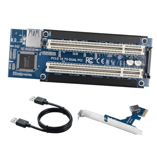 DollaTek PCIe auf PCI Adapterkarte PCI E Express X1 auf Dual PCI Riser Extender Karte mit USB3.0 Kabel für Desktop Soundkarte von DollaTek