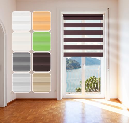 Doppelrollo Braun 80x215cm, Duo-Rollo Klemm-Fix mit Klemmträger, Fenster-Rollo/Seitenzug-Rollo ohne Bohren, lichtdurchlässig und verdunkelnd Doppelrollo Braun 80x215cm, Duo-Rollo Klemm-Fix mit Klemmträger, Fenster-Rollo/Seitenzug-Rollo ohne Bohren, lichtdurchlässig und verdunkelnd von DomDeco