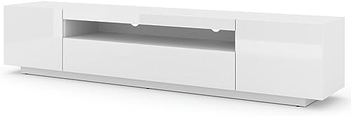 Domando Lowboard Empoli M2 Modern Breite 200cm, stehend oder hängend, Hochglanz in Weiß Matt und Weiß Hochglanz von Domando