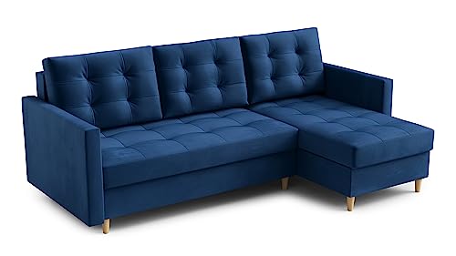 Ecksofa “DIVO” mit Schlaffunktion und Bettkasten - Sofa Bettsofa Couch L form 3 Sitzer Schlafsofa Schlafcouch - Eckcouch Möbel für Wohnzimmer 224 x 144 x 95 cm. Sofabett - Liegefläche: 202 x 140 cm von DomiMeble