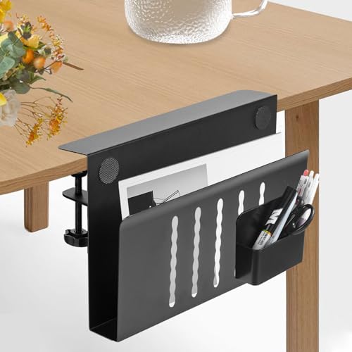 Domigard Schreibtisch Seitenaufbewahrung,Laptop Aufbewahrung Schreibtisch,Desk Side Storage mit Magnetischem Stifthalter Geeignet für Büro und Zuhause(Schwarz-Einlagig) von Domigard