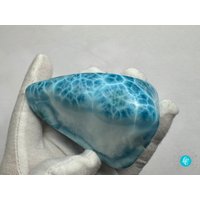 Hochwertig Polierter Larimar Cabochon, Aaaa Schildkröten Qualität, Natürliches Sammlerstück, Scheibe von Dominicanblueamber1