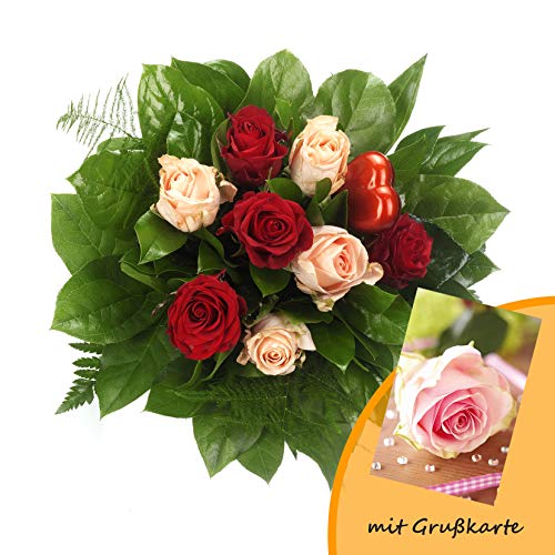 Dominik Blumen und Pflanzen, Blumenstrauß Mein Glück und Grußkarte "Rosen" von Rapido