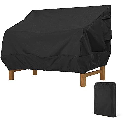 Donken Gartenbank Abdeckung 2 Sitzer, Bank Schutzhülle Winddicht Abdeckplane Oxford Abdeckhaube UV-Beständiges Sitzbankhülle für Bank Gartenmöbel Gartensofa (Schwarz, 147 x 83 x 79 cm) von Donken